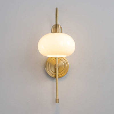 Modern Luxury Brass Glass Dome 1-Light Wall Sconce Lamp