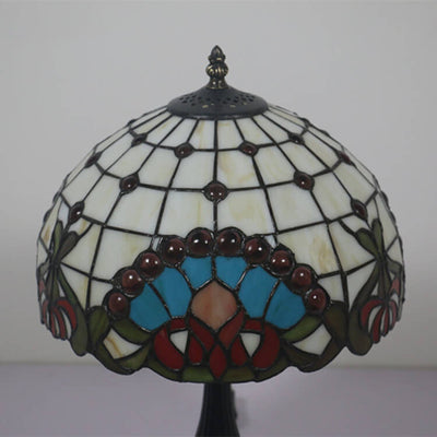 European Tiffany Baroque Gem Stained Glass 1-Light Table Lamp