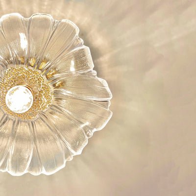 Modern Art Deco Lotus Leaf Glass Shade 1-Light Semi-Flush Mount Ceiling Light For Hallway