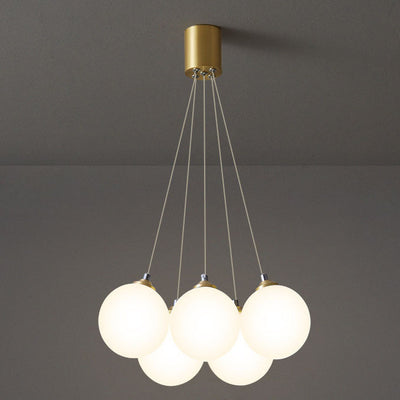 Nordic Light Luxury Round Ball Kupferglas 4/5/7-Licht-Kronleuchter 