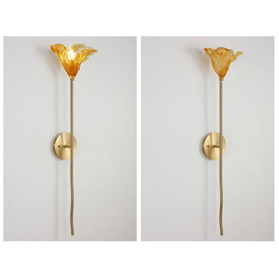 Modernes chinesisches trockenes Lotus-Glaslampen-Design 1-Licht-Wandleuchte 