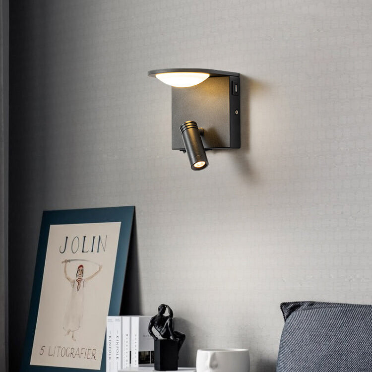 مصباح حائط LED دوار بسيط مربع حديث بمنفذ USB 