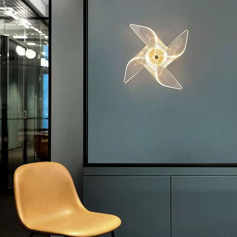 Applique murale LED en acrylique et aluminium de luxe moderne en forme de moulin à vent 