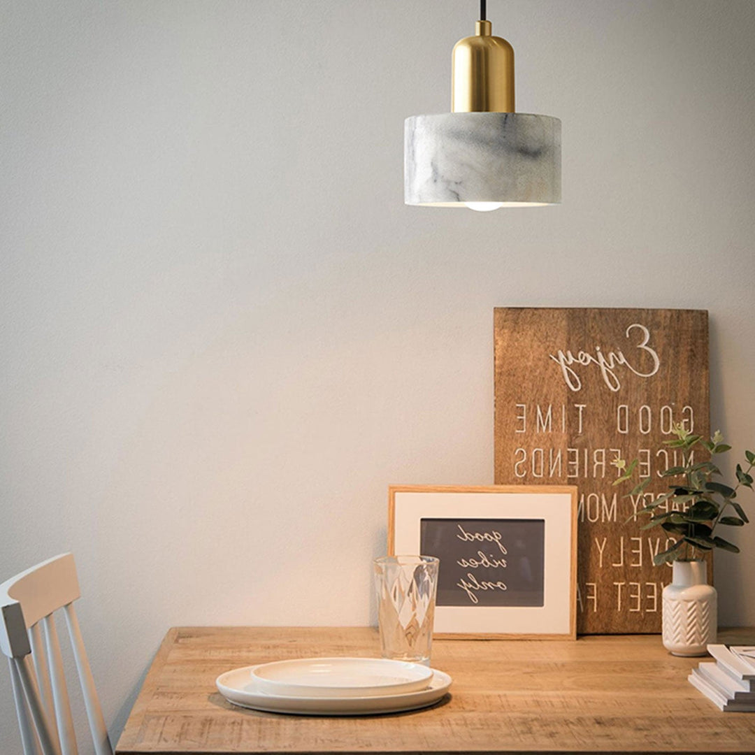 Suspension Luminaire en Métal et Marbre de Luxe Moderne à 1 Lumière 