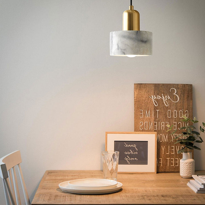 Suspension Luminaire en Métal et Marbre de Luxe Moderne à 1 Lumière 