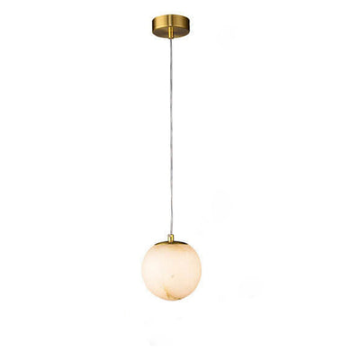 Modern Luxury Round Marble Brass 1-Light Pendant Light