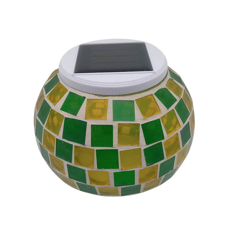 Solar Garden Green Grid Glass Jar LED Decorative Path Light
