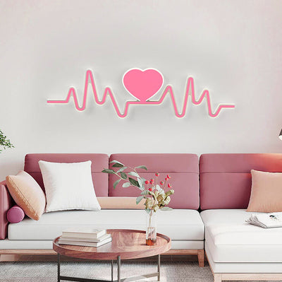 Modern Minimalist Pink Heart Curves LED Wall Sconce Lamp