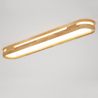 Nordic Minimalist Solid Wood Acrylic Ring LED Flush Mount Ceiling Light