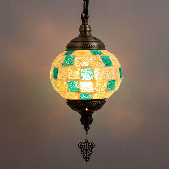 Lámpara colgante de 1 luz de hierro y vidrio rústico vintage nórdico 