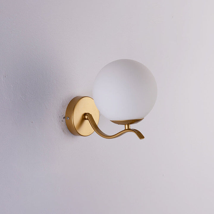 Lámpara de Aplique de Pared de 1 Luz con Pantalla Esférica de Vidrio y Soporte de Hierro de Lujo 