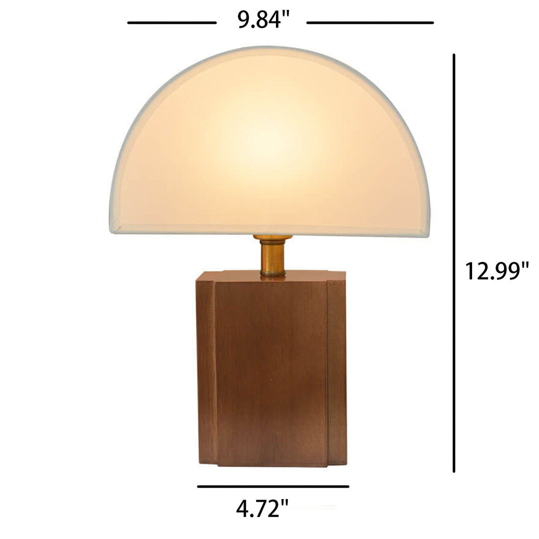 Vintage Halbkreis Stoff Holzsockel 1-Licht Tischlampe 