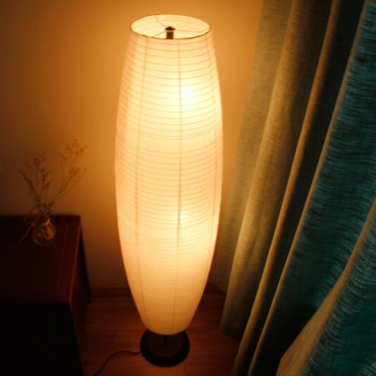 Nordischer minimalistischer Reispapier-Säulen-Stehlampe mit 2 Lichtern 