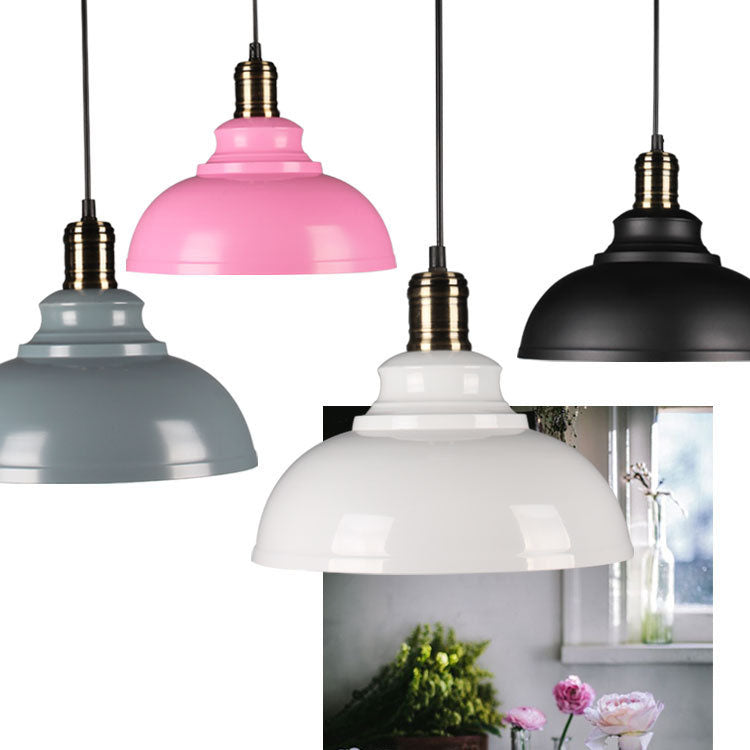 Lustre Suspendu à 1 Lumière avec Abat-jour Rond en Fer de Style Industriel 