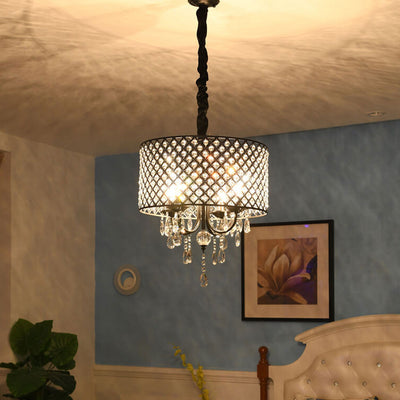 Modern Luxury Crystal Branch Round 4-Light Chandelier