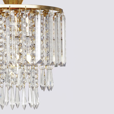 Moderne minimalistische runde Quaste Eisen Kristall 1-Licht Semi-Flush Mount Deckenleuchte für Wohnzimmer 
