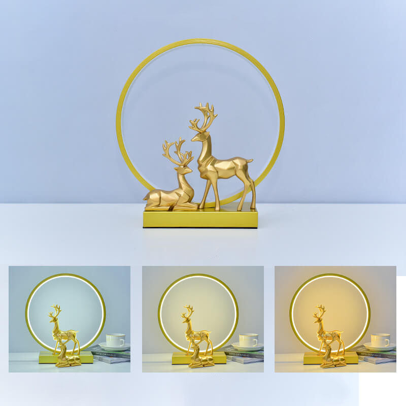 Nordic Creative Circle Deer USB LED Night Light Table Lamp