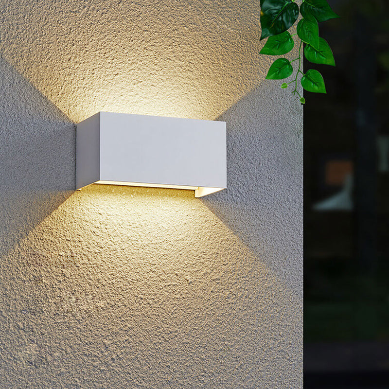 Modern Outdoor Waterproof Rectangular LED Up and Down Illuminated Outdoor Wall Sconce Lamp