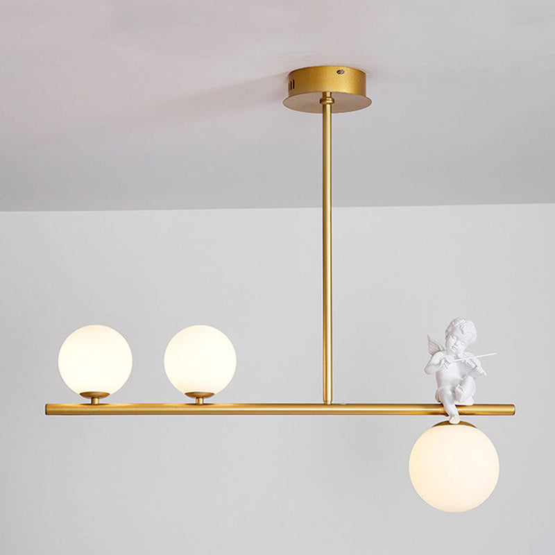 Nordic Luxury Long Glass Ball Angel Island Light 3/4 Licht Kronleuchter