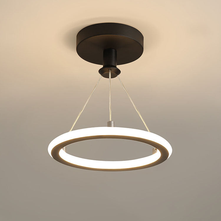 Modern Simplicity Aluminum Circle Strip LED Semi-Flush Mount Ceiling Light For Hallway