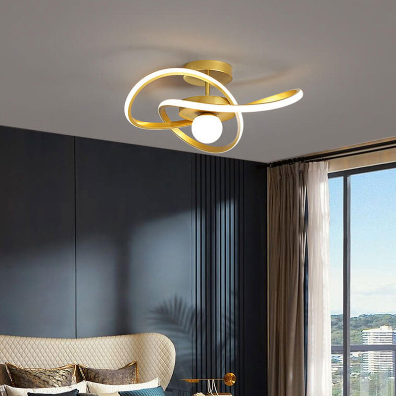Nordic Modern Simple Streamer Surround Design LED Semi-Flush Mount Light