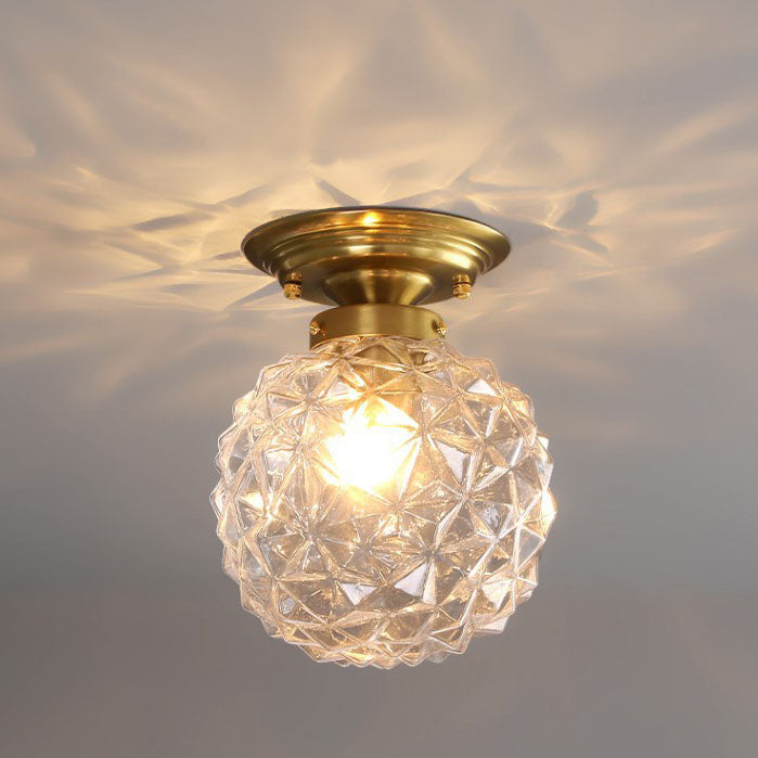 Plafonnier semi-encastré à 1 lumière en verre texturé étoile de luxe moderne 
