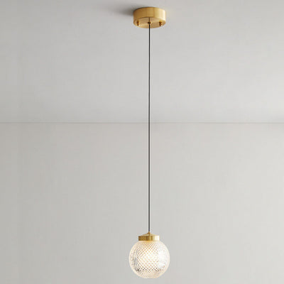 Modern Luxury Spherical Glass Brass 1-Light Pendant Light