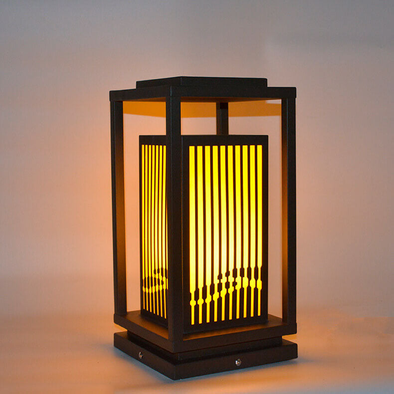 Modern Chinese Square Cage Outdoor Waterproof 1-Light Lawn Path Light
