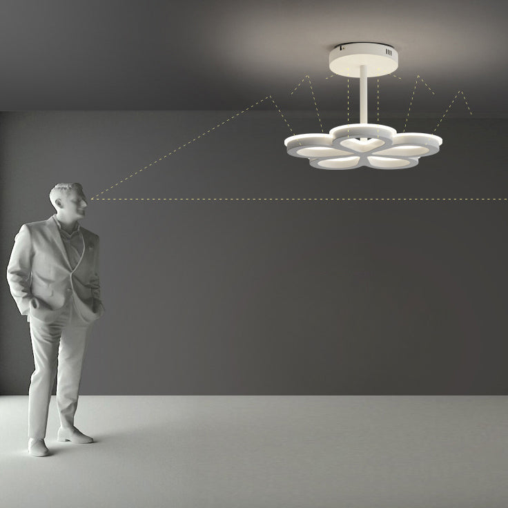 Modern Minimalist Flower Iron LED Semi-Flush Mount Light