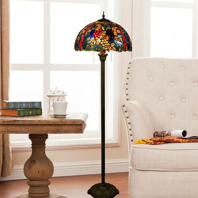 Tiffany European Creative Buntglas-Traubenmuster-Design 2-Licht-Stehlampe 