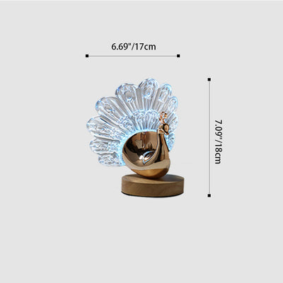 Zeitgenössische kreative Hardware Acryl Pfau Design LED Tischlampe für Schlafzimmer 
