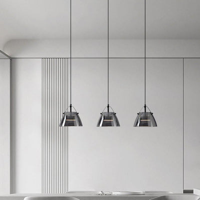 Contemporary Scandinavian Glass Conical Shade LED Island Light Chandelier For Dining Room