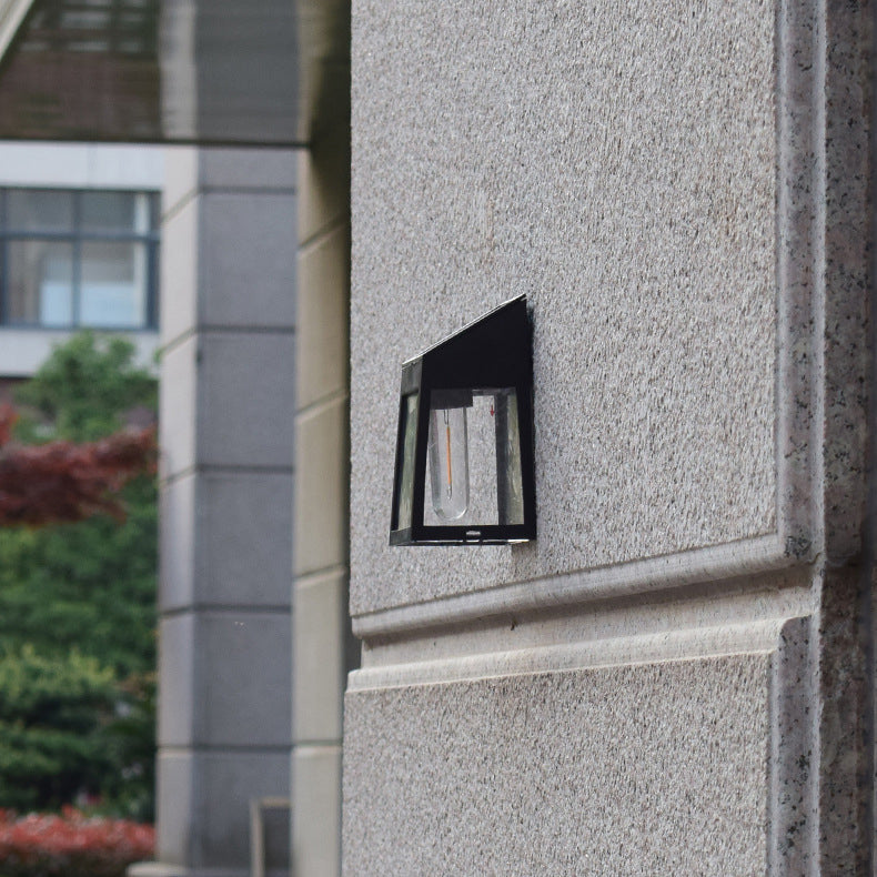 Modern Minimalist ABS PC Solar Outdoor Waterproof Trapezoidal Light Control Sensor LED Wall Sconce Lamp for Outdoor Patio