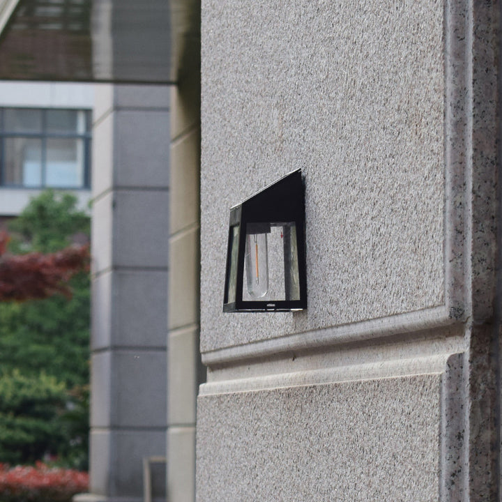 Modern Minimalist ABS PC Solar Outdoor Waterproof Trapezoidal Light Control Sensor LED Wall Sconce Lamp for Outdoor Patio