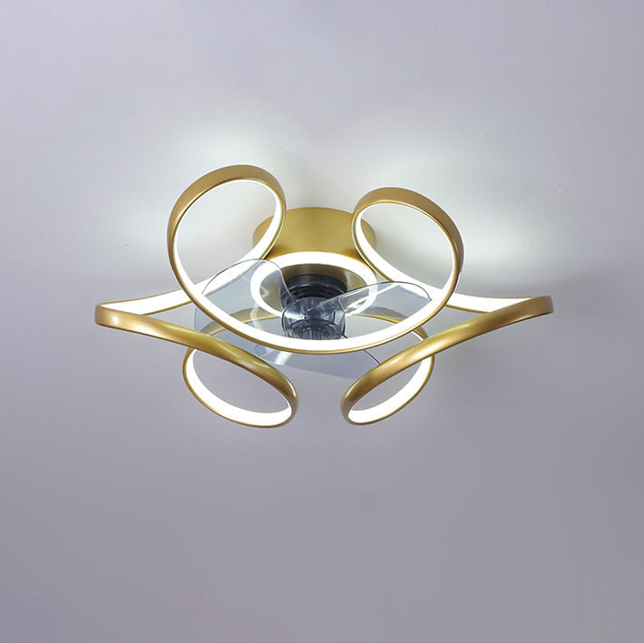 Modern Minimalist Line Acrylic Iron LED Flush Mount Fan Light