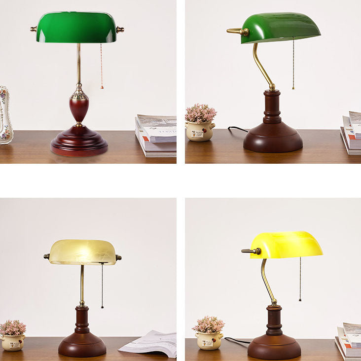 Lámpara de mesa de 1 luz con banco de cristal y madera maciza vintage tradicional con cremallera para dormitorio 