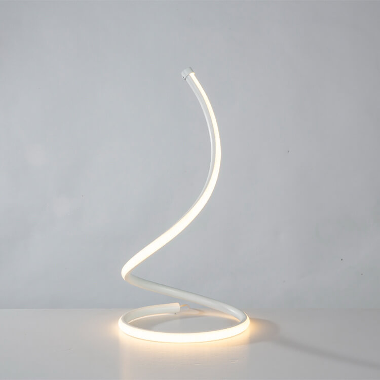 Lámpara de mesa LED moderna minimalista con forma de serpiente de aluminio y silicona para dormitorio 