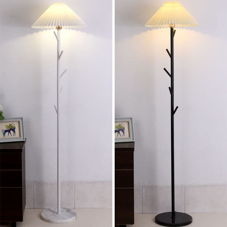 Nordic Minimalist Solid Color Pleated Iron PVC 1-Light Standing Floor Lamp