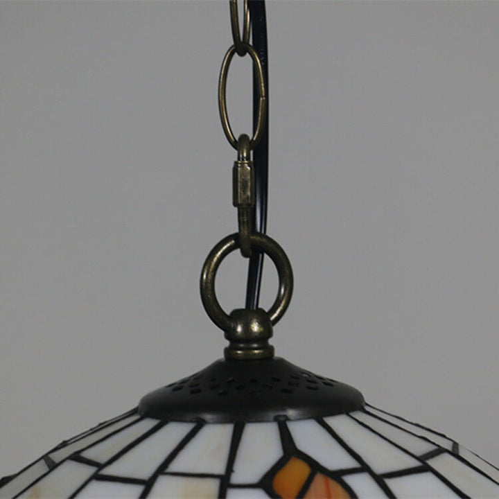 Cúpula de Vidrio Tiffany Europea con Vitral, Lámpara Colgante de 1 Luz 