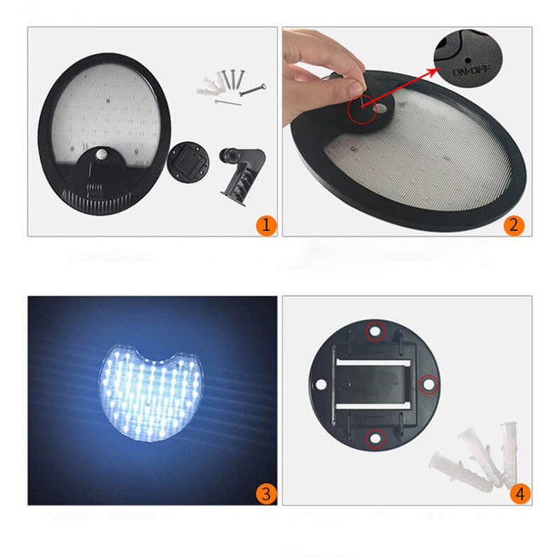 Solar Outdoor Human Sensor Round LED Patio Wall Sconce Lamp