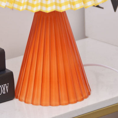 Nordic Pleated Shade Cone Column Base 1-Light Table Lamp