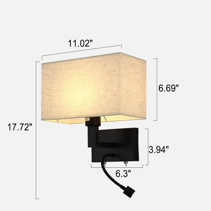 Moderne minimalistische rechteckige Eisenstoff-Wandleuchte mit zwei Lichtern in Uni-Farbe 