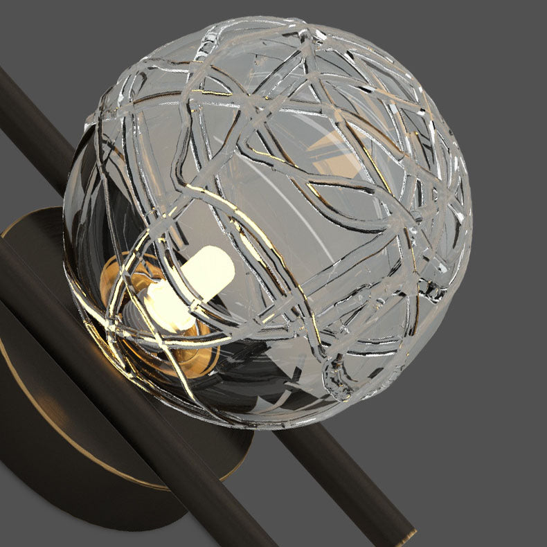 Nordische minimalistische Glaskugel-Messing-Vertikalstreifen-Design 1-Licht-Wandleuchte
