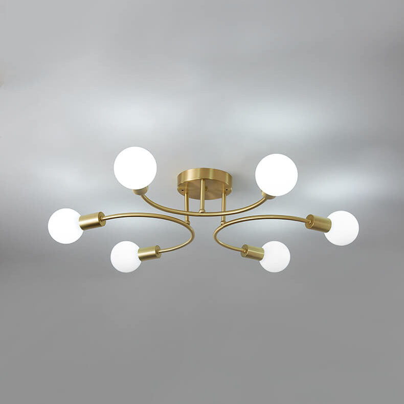 Modern Luxury Round Magic Bean Ring Iron 4/6/8-Light Semi-Flush Mount Ceiling Light For Living Room