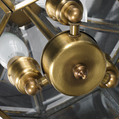 Traditioneller europäischer 3-flammiger Kronleuchter H65 aus Messing und Glas mit Käfigschirm für Wohnzimmer &amp; Esszimmer 