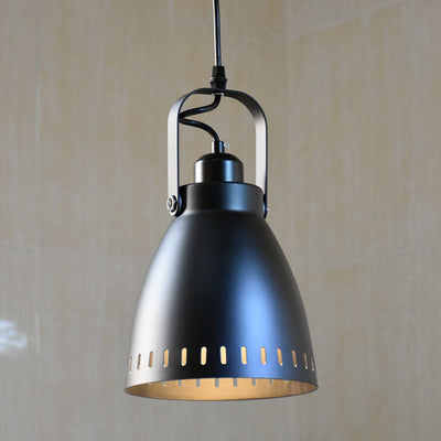 Nordic Vintage Black Cylinder Dome Iron 1-Light Pendant Light