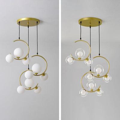 Scandinavian Minimalist Round Ball Glass 1/3-Light Island Light Chandelier