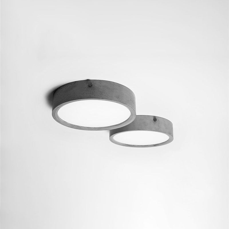 Industrial Simple Round Cement LED Flush Mount Ceiling Light