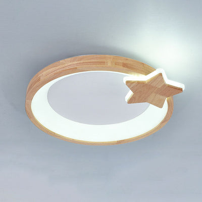 Modern Creative Pentagram Round Log Acrylic Children's LED Flush Mount Lighting