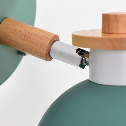 Lámpara Aplique de Pared de 1 Luz de Madera y Hierro Redondo Moderno Macaron 